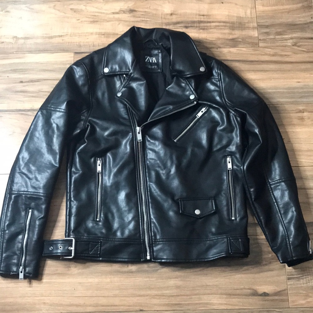 Zara faux leather biker jacket